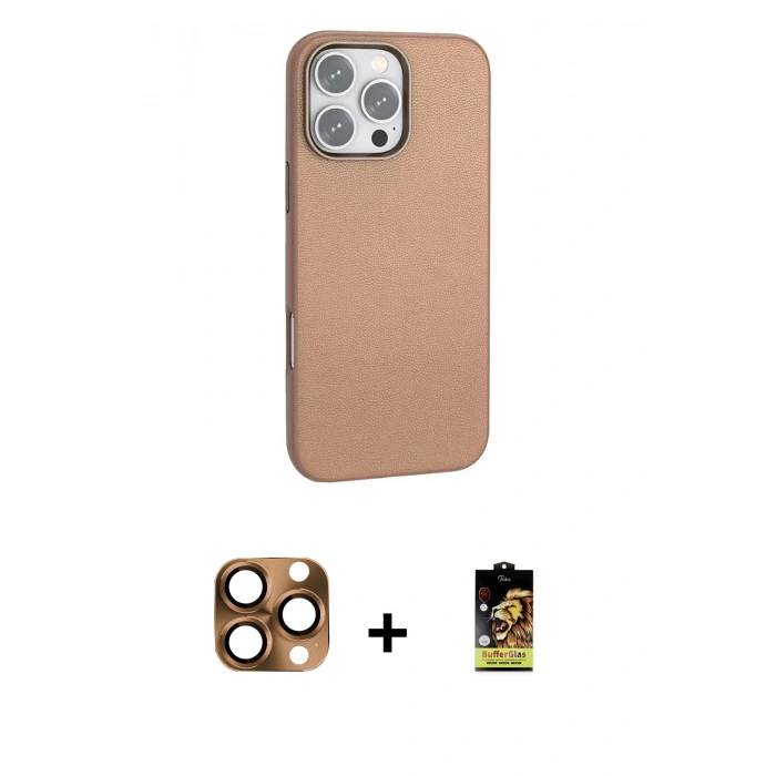 MARSİLYAN™- iPhone 16 Pro Max Kılıf Zirve Modern Prime - Siyah Buffer Cam Ekran Koruyucu + Pers Alüminyum Kamera Lens - CLTM
