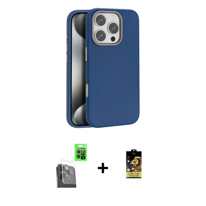 MARSİLYAN™- iPhone 16 Pro Max Kılıf Zirve Modern Prime - Siyah Buffer Cam Ekran Koruyucu + Raze Metal Kamera Lens - SH