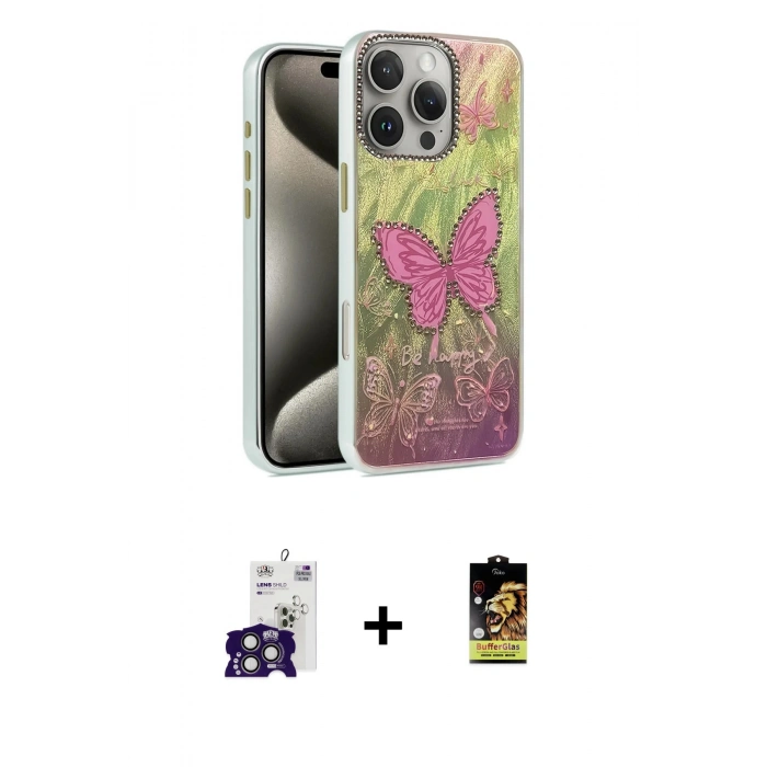 MARSİLYAN™- iPhone 16 Pro Max Kılıf Zirve Modern Prime - Siyah Buffer Cam Ekran Koruyucu + Bilvis Titan Kamera Lens - TMGI