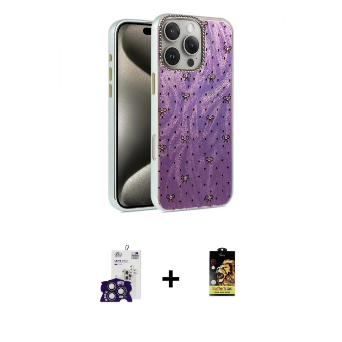 MARSİLYAN™- iPhone 16 Pro Max Kılıf Zirve Modern Prime - Siyah Buffer Cam Ekran Koruyucu + Bilvis Titan Kamera Lens - TMGI