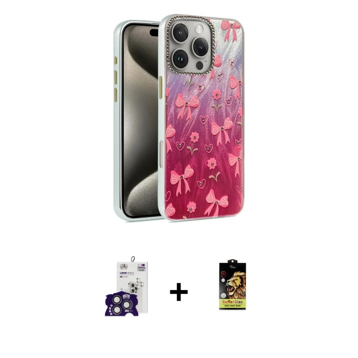 MARSİLYAN™- iPhone 16 Pro Max Kılıf Zirve Modern Prime - Siyah Buffer Cam Ekran Koruyucu + Bilvis Titan Kamera Lens - TMGI