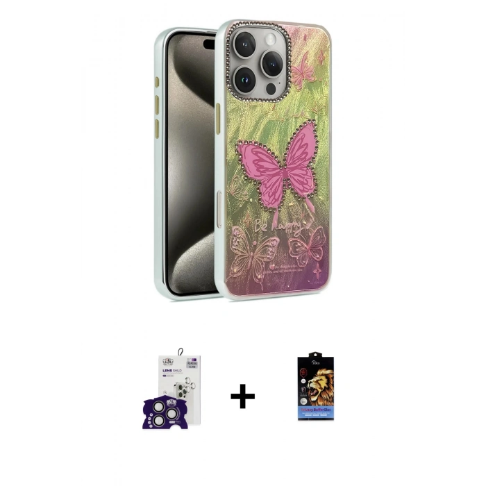 MARSİLYAN™- iPhone 16 Pro Max Kılıf Zirve Modern Prime - Siyah Buffer Hayalet Cam Ekran Koruyucu + Bilvis Titan Kamera Lens - TMGI