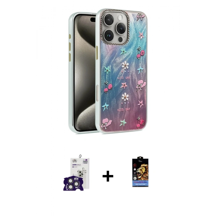 MARSİLYAN™- iPhone 16 Pro Max Kılıf Zirve Modern Prime - Siyah Buffer Hayalet Cam Ekran Koruyucu + Bilvis Titan Kamera Lens - TMGI