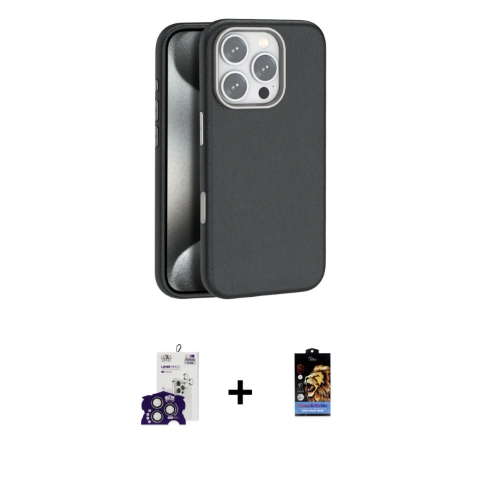 MARSİLYAN™- iPhone 16 Pro Max Kılıf Zirve Modern Prime - Siyah Buffer Hayalet Cam Ekran Koruyucu + Bilvis Titan Kamera Lens - TMGI