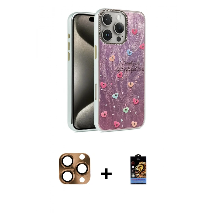 MARSİLYAN™- iPhone 16 Pro Max Kılıf Zirve Modern Prime - Siyah Buffer Hayalet Cam Ekran Koruyucu + Çöl Titanyum Pers Alüminyum Kamera Lens