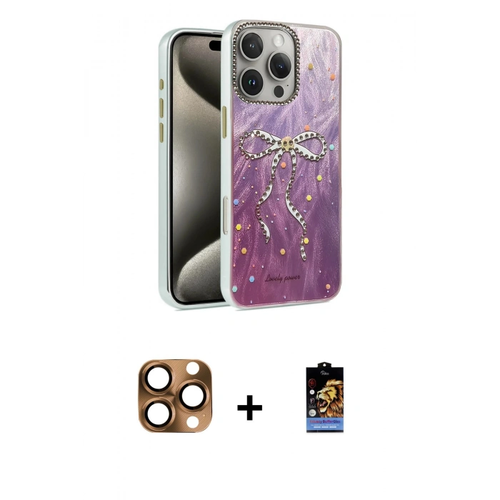 MARSİLYAN™- iPhone 16 Pro Max Kılıf Zirve Modern Prime - Siyah Buffer Hayalet Cam Ekran Koruyucu + Çöl Titanyum Pers Alüminyum Kamera Lens