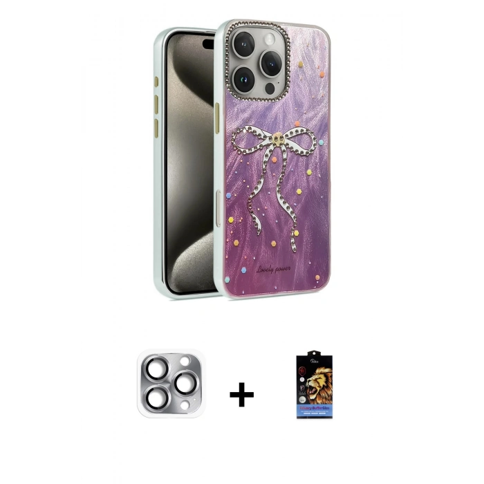 MARSİLYAN™- iPhone 16 Pro Max Kılıf Zirve Modern Prime - Siyah Buffer Hayalet Cam Ekran Koruyucu + Gri Pers Alüminyum Kamera Lens