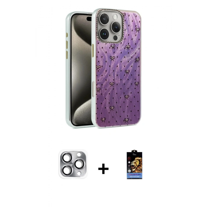 MARSİLYAN™- iPhone 16 Pro Max Kılıf Zirve Modern Prime - Siyah Buffer Hayalet Cam Ekran Koruyucu + Gri Pers Alüminyum Kamera Lens