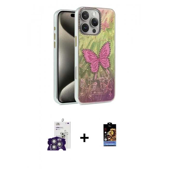 MARSİLYAN™- iPhone 16 Pro Max Kılıf Zirve Modern Prime - Siyah Buffer Hayalet Cam Ekran Koruyucu + Bilvis Titan Kamera Lens - GS
