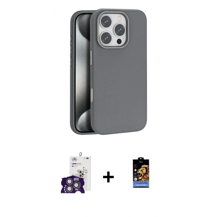 MARSİLYAN™- iPhone 16 Pro Max Kılıf Zirve Modern Prime - Siyah Buffer Hayalet Cam Ekran Koruyucu + Gümüş Bilvis Titan Kamera Lens