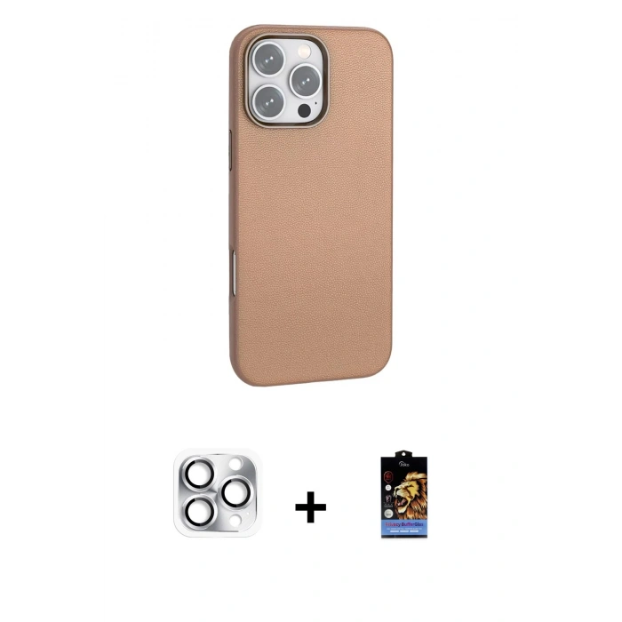 MARSİLYAN™- iPhone 16 Pro Max Kılıf Zirve Modern Prime - Siyah Buffer Hayalet Cam Ekran Koruyucu + Pers Alüminyum Kamera Lens - GS