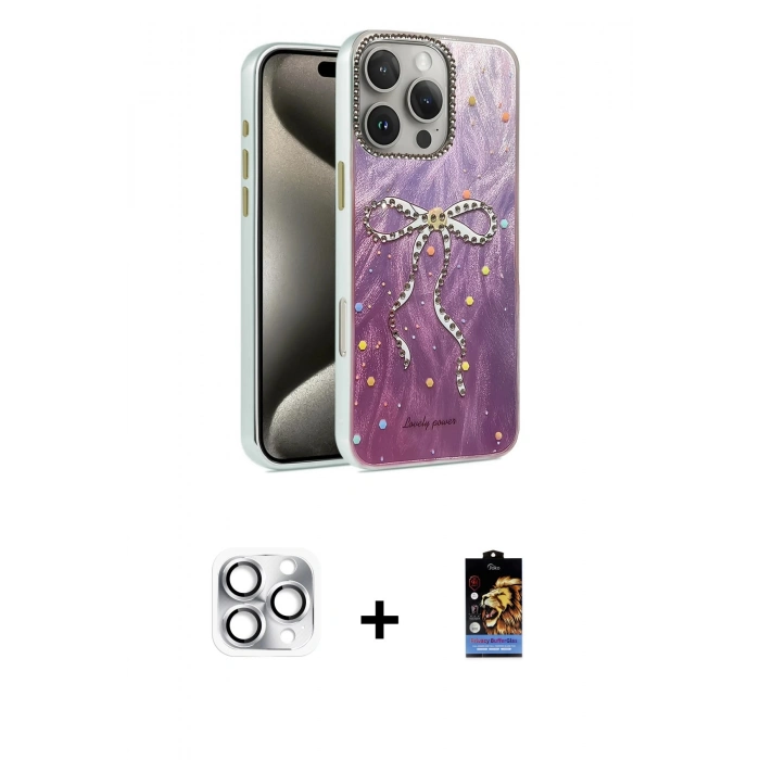 MARSİLYAN™- iPhone 16 Pro Max Kılıf Zirve Modern Prime - Siyah Buffer Hayalet Cam Ekran Koruyucu + Pers Alüminyum Kamera Lens - GS