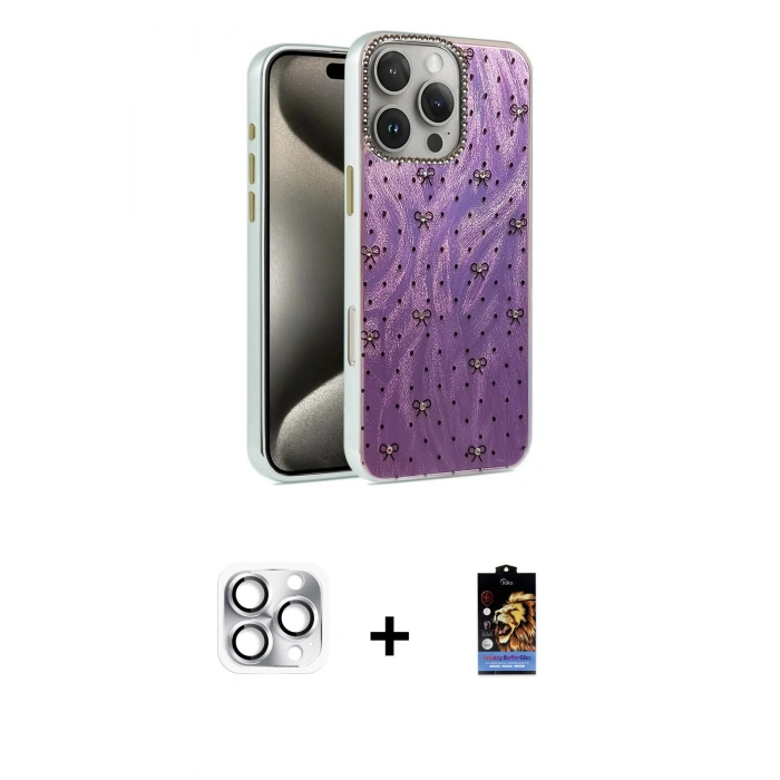 MARSİLYAN™- iPhone 16 Pro Max Kılıf Zirve Modern Prime - Siyah Buffer Hayalet Cam Ekran Koruyucu + Pers Alüminyum Kamera Lens - GS