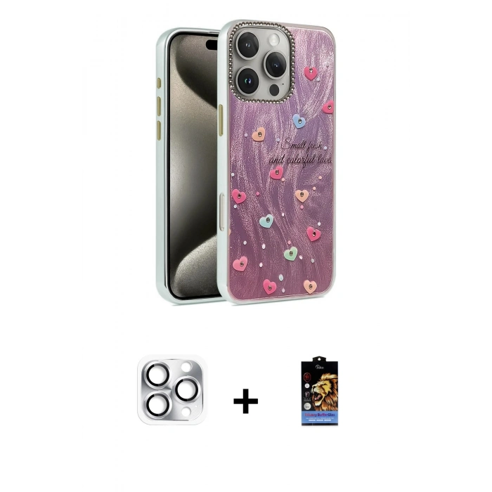 MARSİLYAN™- iPhone 16 Pro Max Kılıf Zirve Modern Prime - Siyah Buffer Hayalet Cam Ekran Koruyucu + Pers Alüminyum Kamera Lens - GS