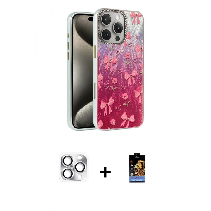 MARSİLYAN™- iPhone 16 Pro Max Kılıf Zirve Modern Prime - Siyah Buffer Hayalet Cam Ekran Koruyucu + Pers Alüminyum Kamera Lens - GS