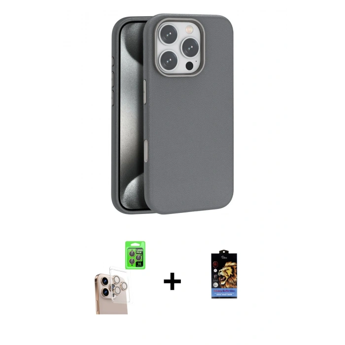 MARSİLYAN™- iPhone 16 Pro Max Kılıf Zirve Modern Prime - Siyah Buffer Hayalet Cam Ekran Koruyucu + Raze Metal Kamera Lens - NLGY