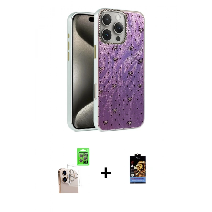 MARSİLYAN™- iPhone 16 Pro Max Kılıf Zirve Modern Prime - Siyah Buffer Hayalet Cam Ekran Koruyucu + Raze Metal Kamera Lens - NLGY