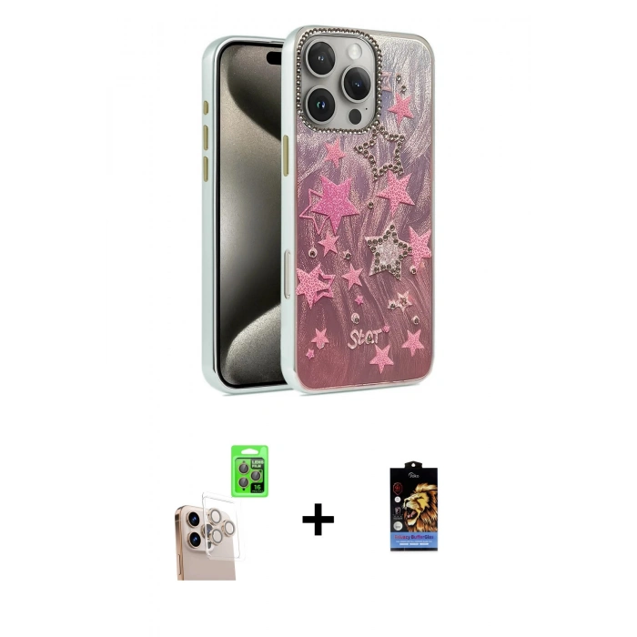 MARSİLYAN™- iPhone 16 Pro Max Kılıf Zirve Modern Prime - Siyah Buffer Hayalet Cam Ekran Koruyucu + Raze Metal Kamera Lens - NLGY