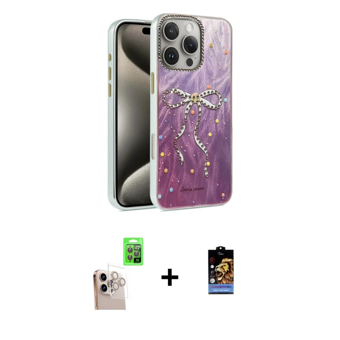 MARSİLYAN™- iPhone 16 Pro Max Kılıf Zirve Modern Prime - Siyah Buffer Hayalet Cam Ekran Koruyucu + Raze Metal Kamera Lens - NLGY
