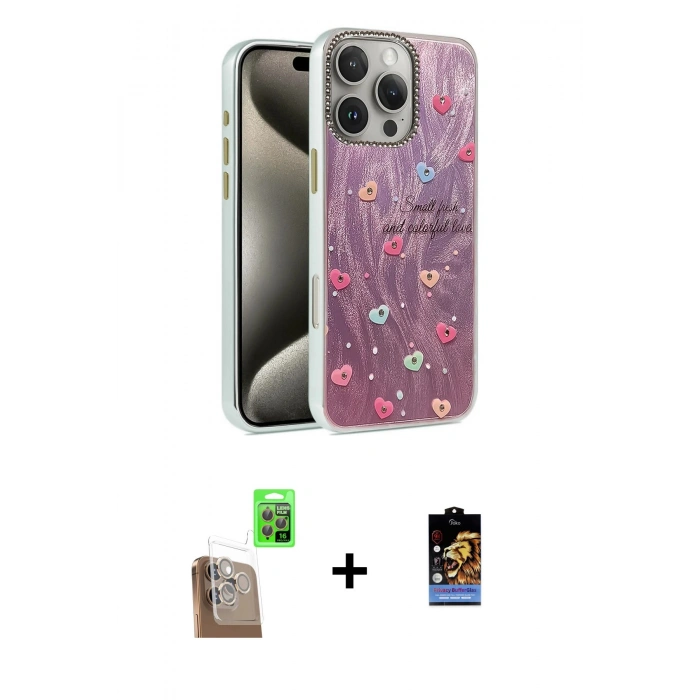 MARSİLYAN™- iPhone 16 Pro Max Kılıf Zirve Modern Prime - Siyah Buffer Hayalet Cam Ekran Koruyucu + Raze Metal Kamera Lens - CLTM