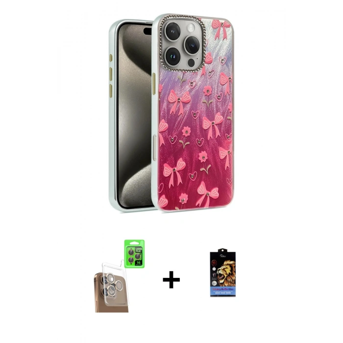 MARSİLYAN™- iPhone 16 Pro Max Kılıf Zirve Modern Prime - Siyah Buffer Hayalet Cam Ekran Koruyucu + Raze Metal Kamera Lens - CLTM