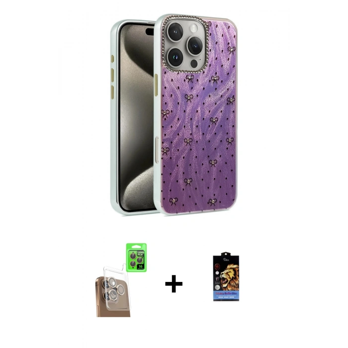 MARSİLYAN™- iPhone 16 Pro Max Kılıf Zirve Modern Prime - Siyah Buffer Hayalet Cam Ekran Koruyucu + Raze Metal Kamera Lens - CLTM