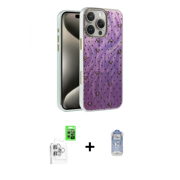 MARSİLYAN™- iPhone 16 Pro Max Kılıf Zirve Modern Prime - Siyah Joko Magic 5D Cam + Raze Metal Kamera Lens - BZ