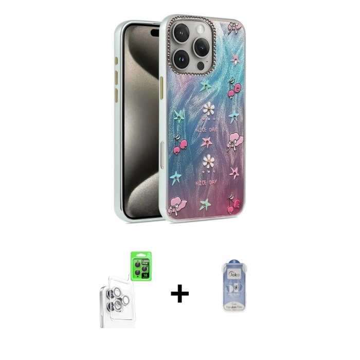 MARSİLYAN™- iPhone 16 Pro Max Kılıf Zirve Modern Prime - Siyah Joko Magic 5D Cam + Raze Metal Kamera Lens - BZ