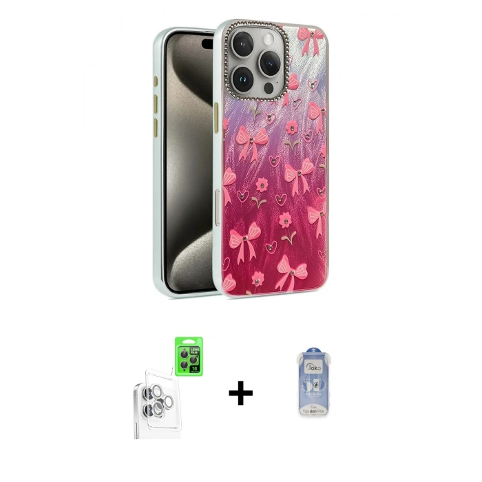 MARSİLYAN™- iPhone 16 Pro Max Kılıf Zirve Modern Prime - Siyah Joko Magic 5D Cam + Raze Metal Kamera Lens - BZ