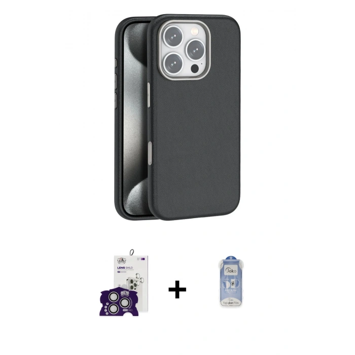 MARSİLYAN™- iPhone 16 Pro Max Kılıf Zirve Modern Prime - Siyah Joko Magic 5D Cam + Bilvis Titan Kamera Lens - GS