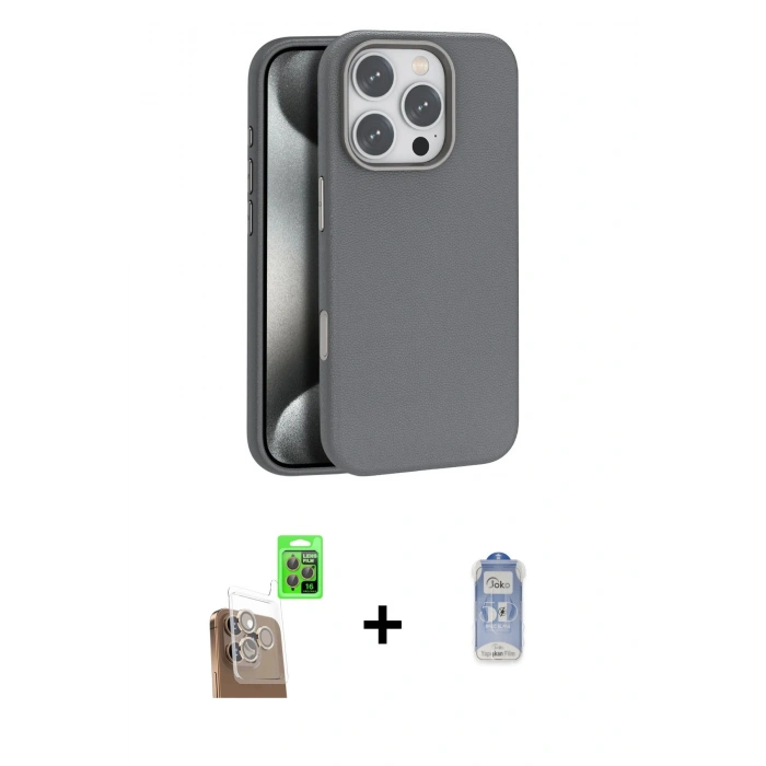 MARSİLYAN™- iPhone 16 Pro Max Kılıf Zirve Modern Prime - Siyah Joko Magic 5D Cam + Çöl Titanyum Raze Metal Kamera Lens