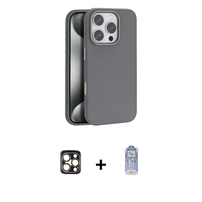 MARSİLYAN™- iPhone 16 Pro Max Kılıf Zirve Modern Prime - Siyah Joko Magic 5D Cam + PVD Metal Kamera Lens - GD