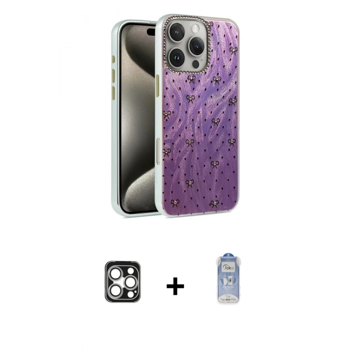 MARSİLYAN™- iPhone 16 Pro Max Kılıf Zirve Modern Prime - Siyah Joko Magic 5D Cam + Gümüş PVD Metal Kamera Lens