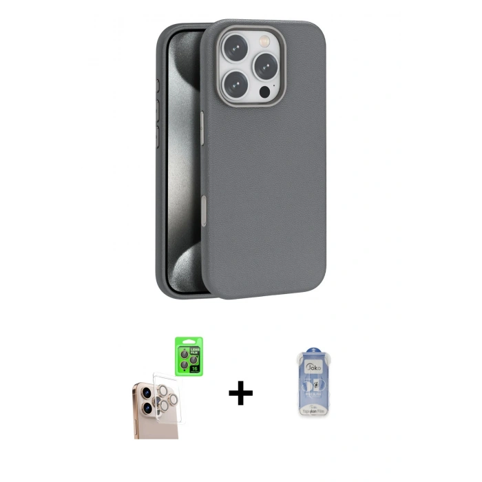 MARSİLYAN™- iPhone 16 Pro Max Kılıf Zirve Modern Prime - Siyah Joko Magic 5D Cam + Raze Metal Kamera Lens - NLGY