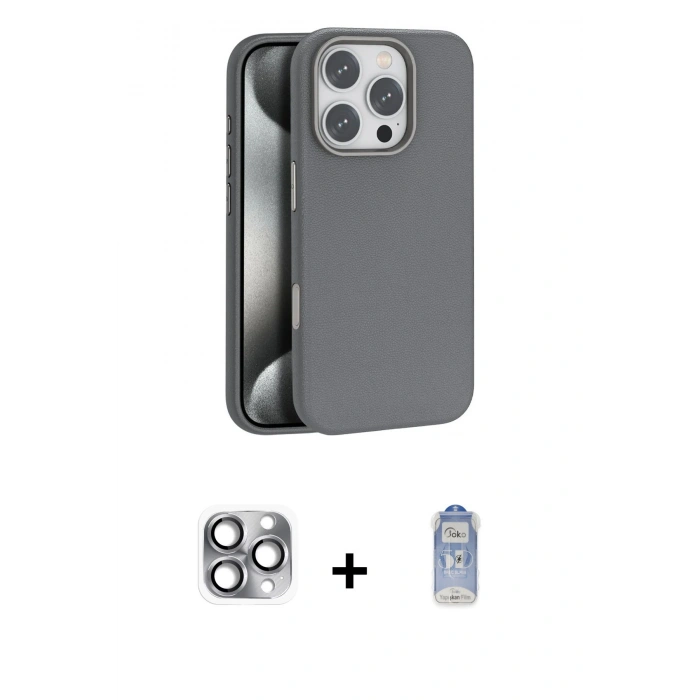 MARSİLYAN™- iPhone 16 Pro Max Kılıf Zirve Modern Prime - Siyah Joko Magic 5D Cam + Pers Alüminyum Kamera Lens - GI