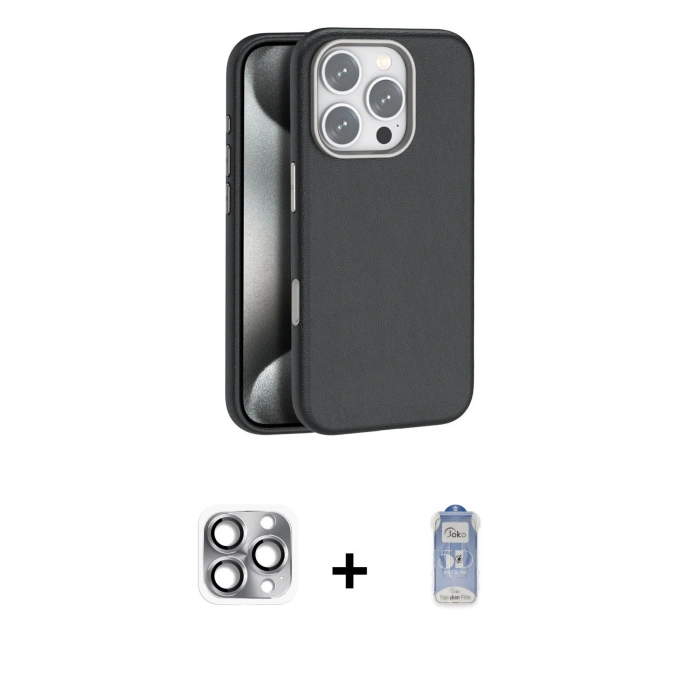 MARSİLYAN™- iPhone 16 Pro Max Kılıf Zirve Modern Prime - Siyah Joko Magic 5D Cam + Pers Alüminyum Kamera Lens - GI