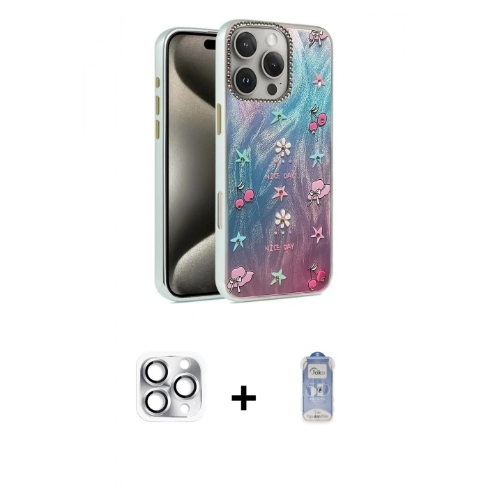 MARSİLYAN™- iPhone 16 Pro Max Kılıf Zirve Modern Prime - Siyah Joko Magic 5D Cam + Pers Alüminyum Kamera Lens - GS