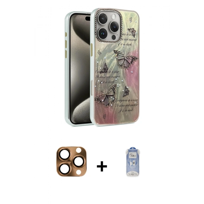 MARSİLYAN™- iPhone 16 Pro Max Kılıf Zirve Modern Prime - Siyah Joko Magic 5D Cam + Pers Alüminyum Kamera Lens - CLTM