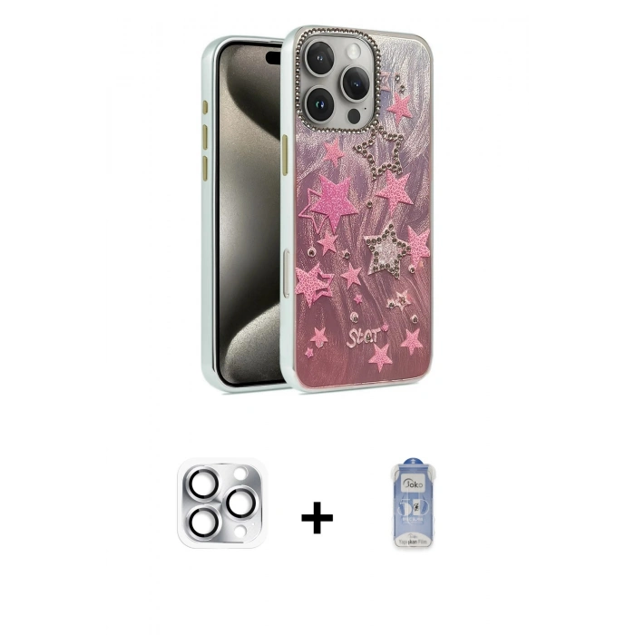 MARSİLYAN™- iPhone 16 Pro Max Kılıf Zirve Modern Prime - Siyah Joko Magic 5D Cam + Pers Alüminyum Kamera Lens - GS