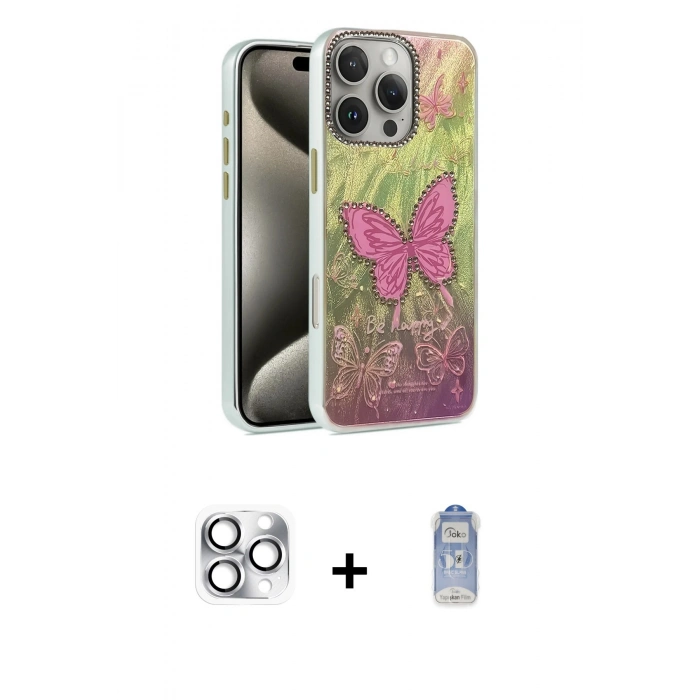MARSİLYAN™- iPhone 16 Pro Max Kılıf Zirve Modern Prime - Siyah Joko Magic 5D Cam + Pers Alüminyum Kamera Lens - GS