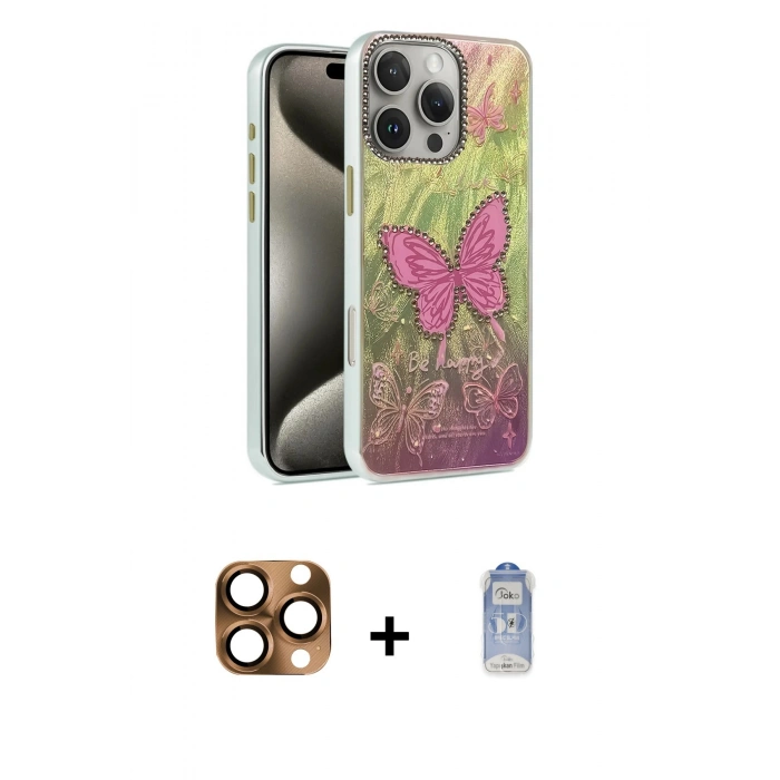 MARSİLYAN™- iPhone 16 Pro Max Kılıf Zirve Modern Prime - Siyah Joko Magic 5D Cam + Pers Alüminyum Kamera Lens - CLTM