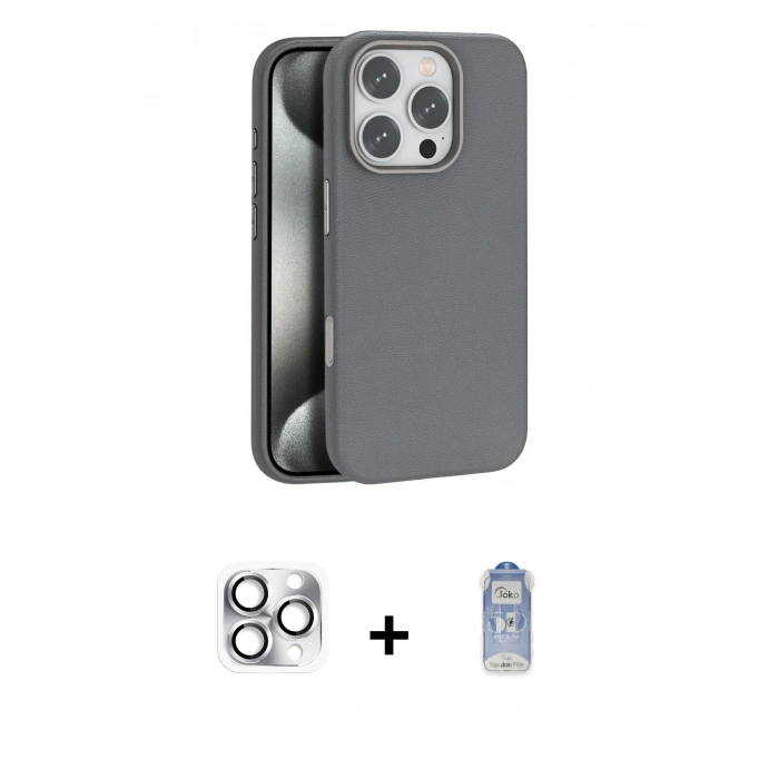 MARSİLYAN™- iPhone 16 Pro Max Kılıf Zirve Modern Prime - Siyah Joko Magic 5D Cam + Pers Alüminyum Kamera Lens - GS