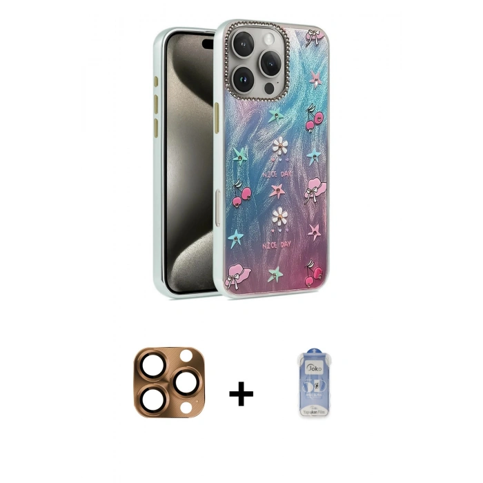 MARSİLYAN™- iPhone 16 Pro Max Kılıf Zirve Modern Prime - Siyah Joko Magic 5D Cam + Pers Alüminyum Kamera Lens - CLTM