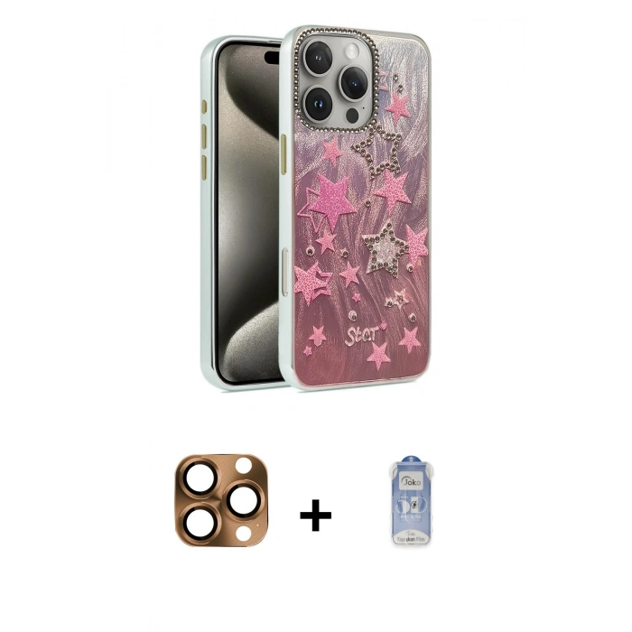 MARSİLYAN™- iPhone 16 Pro Max Kılıf Zirve Modern Prime - Siyah Joko Magic 5D Cam + Pers Alüminyum Kamera Lens - CLTM
