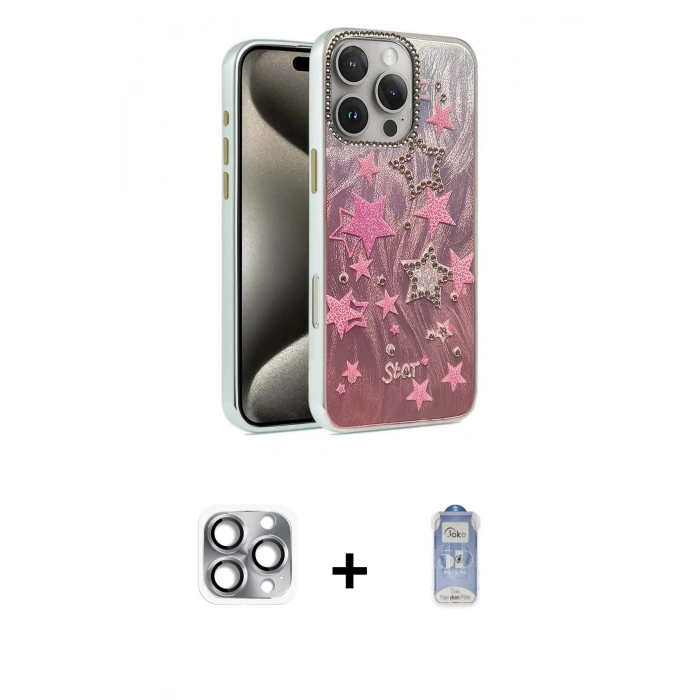 MARSİLYAN™- iPhone 16 Pro Max Kılıf Zirve Modern Prime - Siyah Joko Magic 5D Cam + Pers Alüminyum Kamera Lens - GI