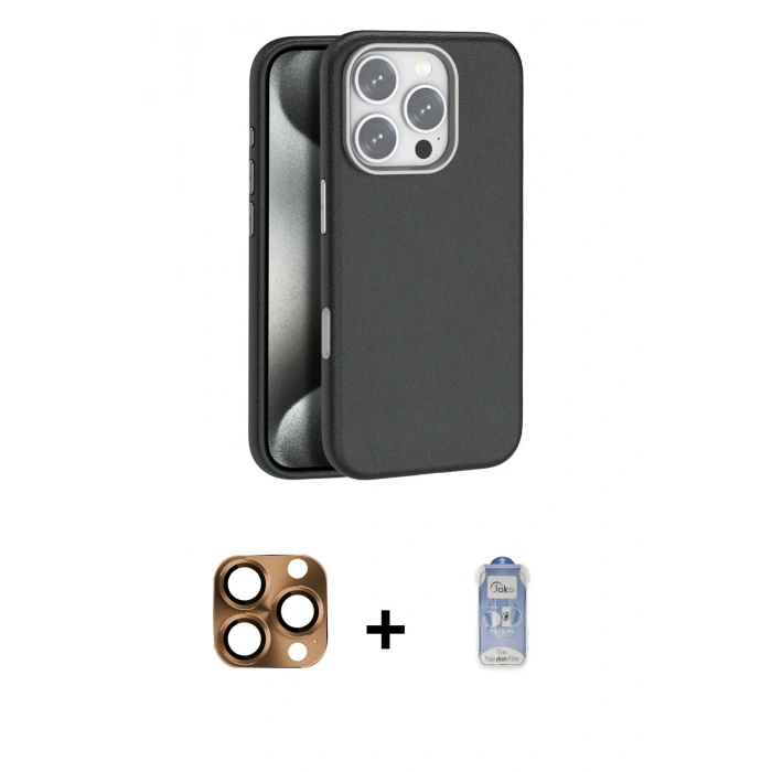 MARSİLYAN™- iPhone 16 Pro Max Kılıf Zirve Modern Prime - Siyah Joko Magic 5D Cam + Pers Alüminyum Kamera Lens - CLTM