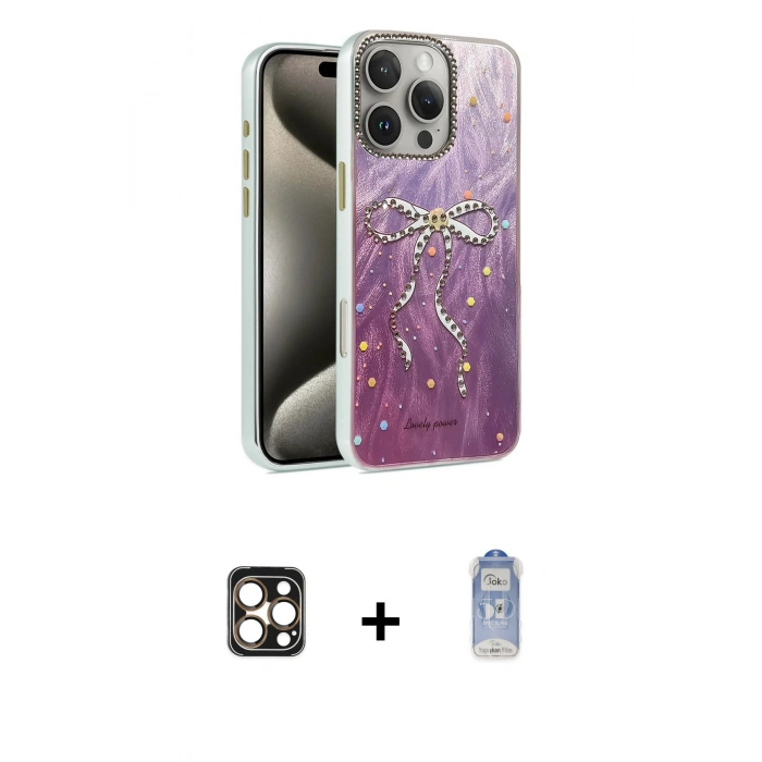 MARSİLYAN™- iPhone 16 Pro Max Kılıf Zirve Modern Prime - Siyah Joko Magic 5D Cam + PVD Metal Kamera Lens - GD