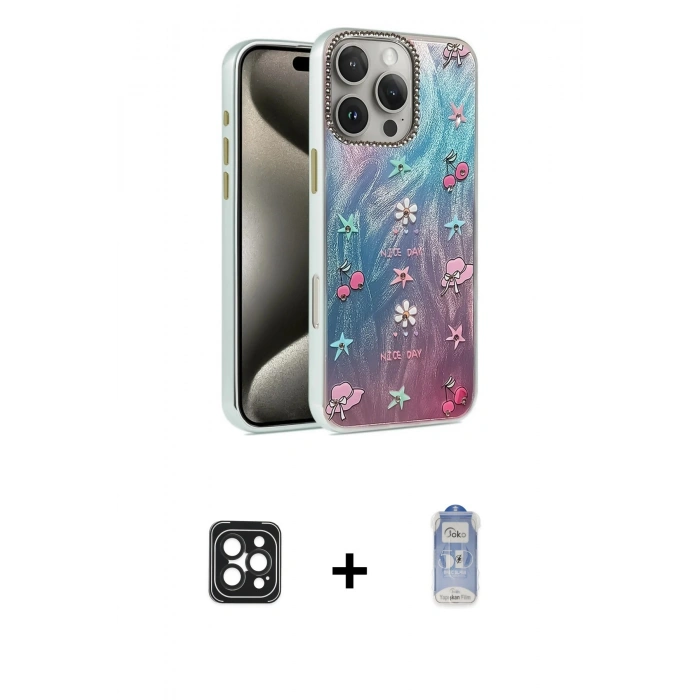 MARSİLYAN™- iPhone 16 Pro Max Kılıf Zirve Modern Prime - Siyah Joko Magic 5D Cam + PVD Metal Kamera Lens - SH