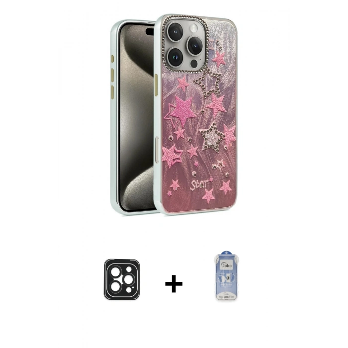 MARSİLYAN™- iPhone 16 Pro Max Kılıf Zirve Modern Prime - Siyah Joko Magic 5D Cam + PVD Metal Kamera Lens - SH