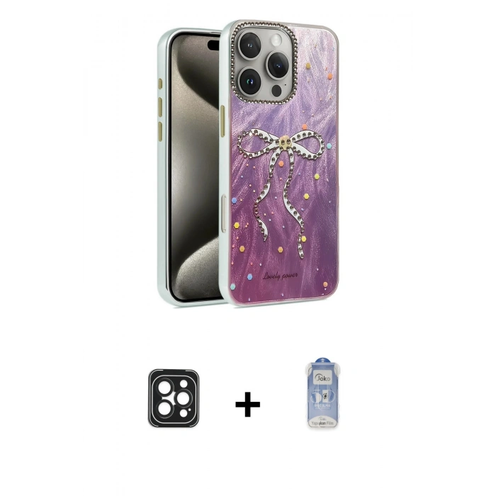 MARSİLYAN™- iPhone 16 Pro Max Kılıf Zirve Modern Prime - Siyah Joko Magic 5D Cam + PVD Metal Kamera Lens - SH
